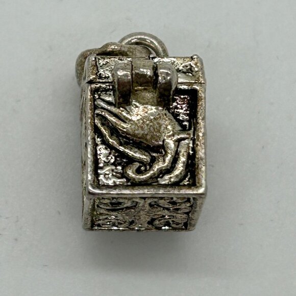 Vintage Silver-Tone Prayer Box Charm or Pendant With Intricate Praying Hands - Picture 6 of 9